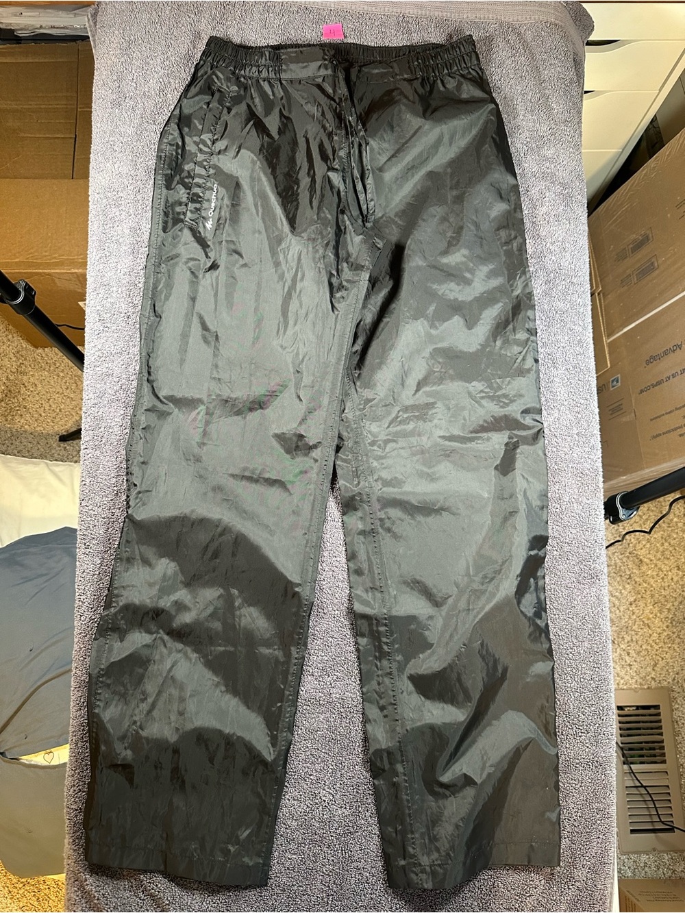Quechua Decathlon Waterproof Rain Pants Black Outdoor Hiking Shell Pants unisex